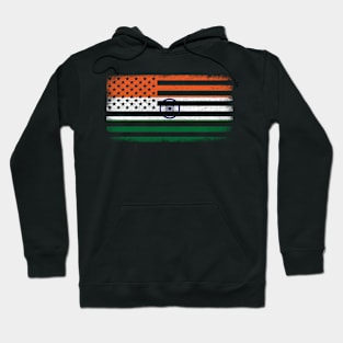 Indian Flag in American Flag Shape Vintage Hoodie